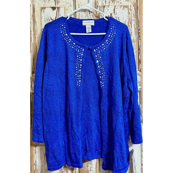 Alfred Dunner Embellished 3/4 Sleeve 2 Fer Sweater Set - Cobalt - Size 1X - Picture 1 of 5